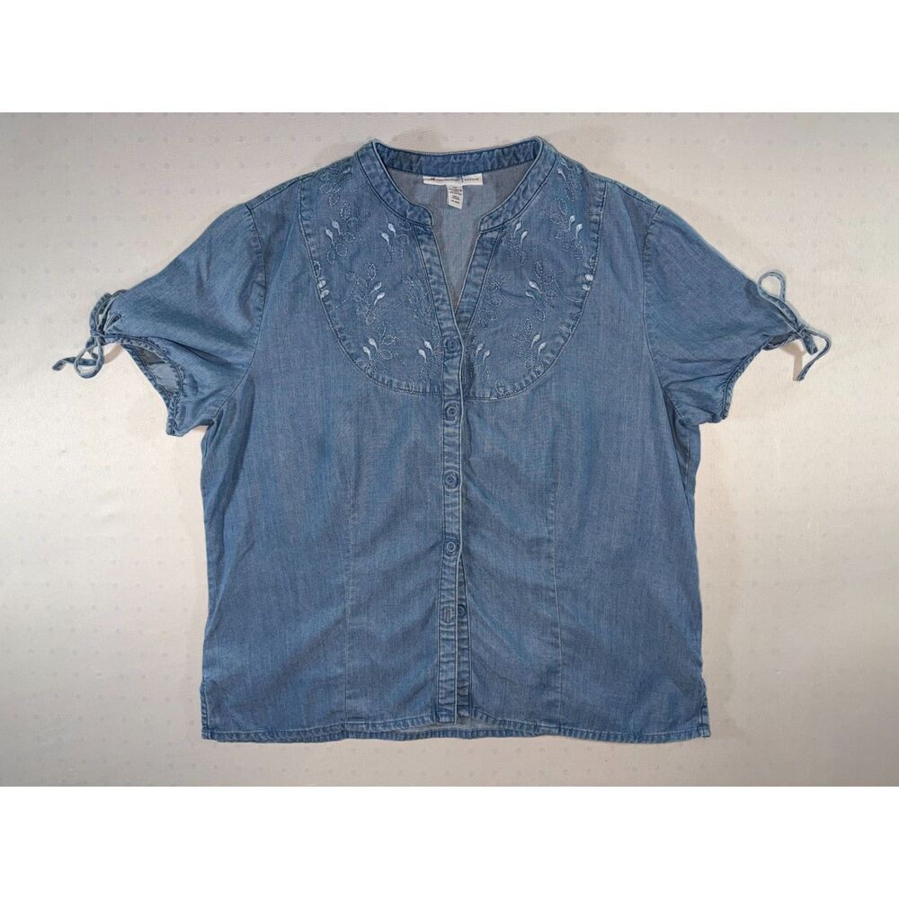Denim Embroidered Button-Up | JM Collection Petite | Size 14P